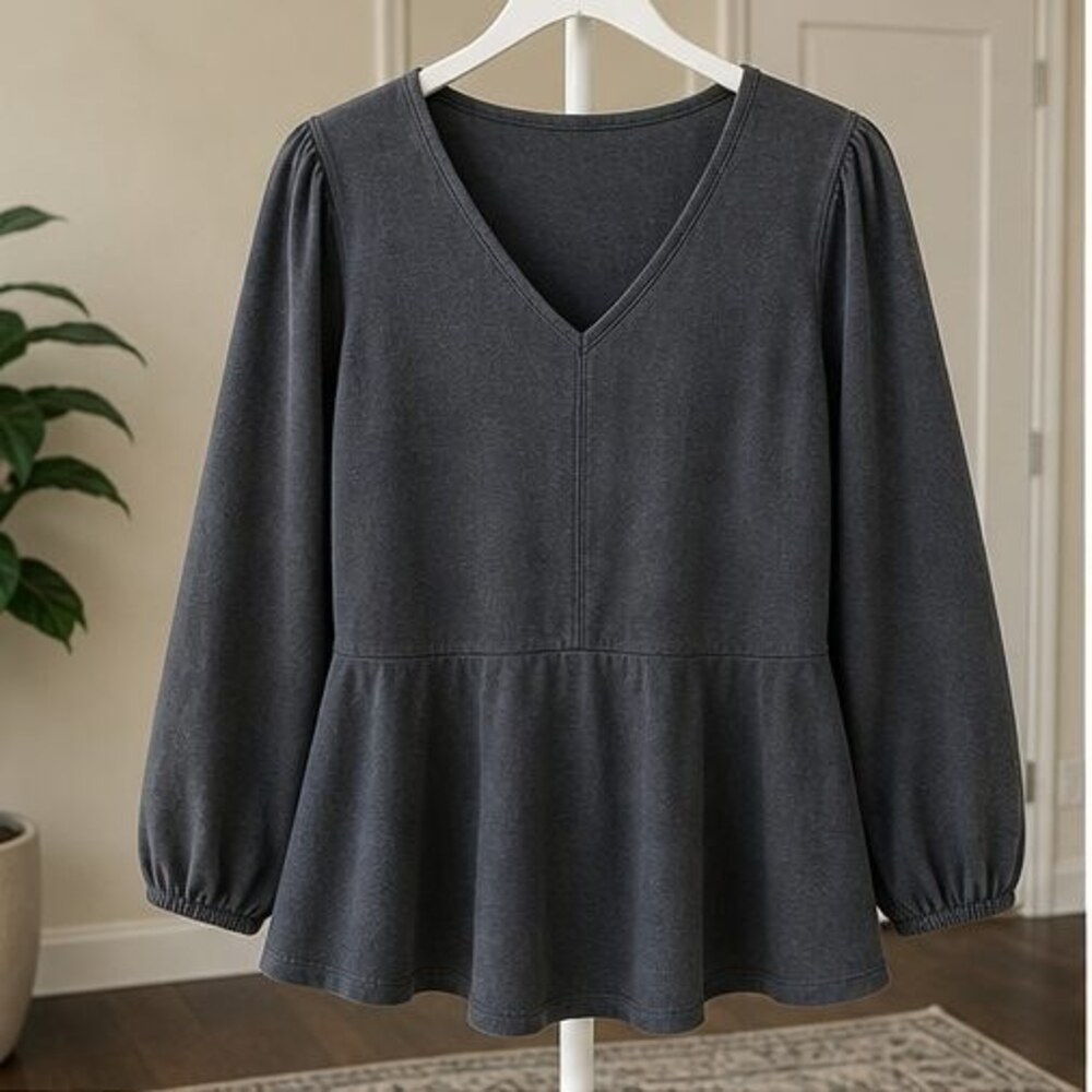 Charcoal Peplum Top